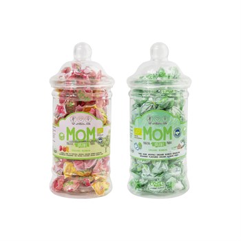 MOM Organik Meyve Aromalı ve Yeşil Nane Aromalı Bonbon Şeker 126 g Plastik Kavanoz