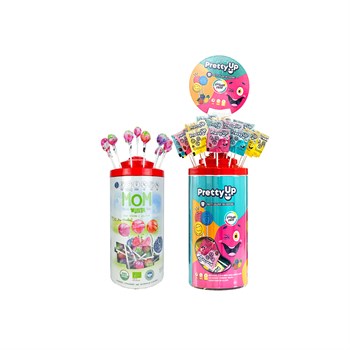 MOM Organik Silindir ve Pretty Up Şekersiz Lolipop Silindir Kutu Seti (Glutensiz, Diş Dostu) 