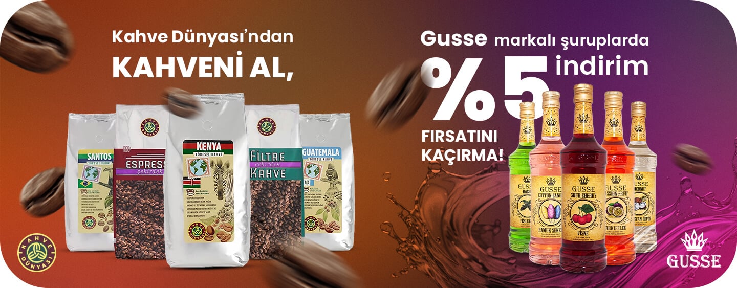 Kahve Dünyasından Kahve Alana Gusse Şuruplar %5 İndirimli