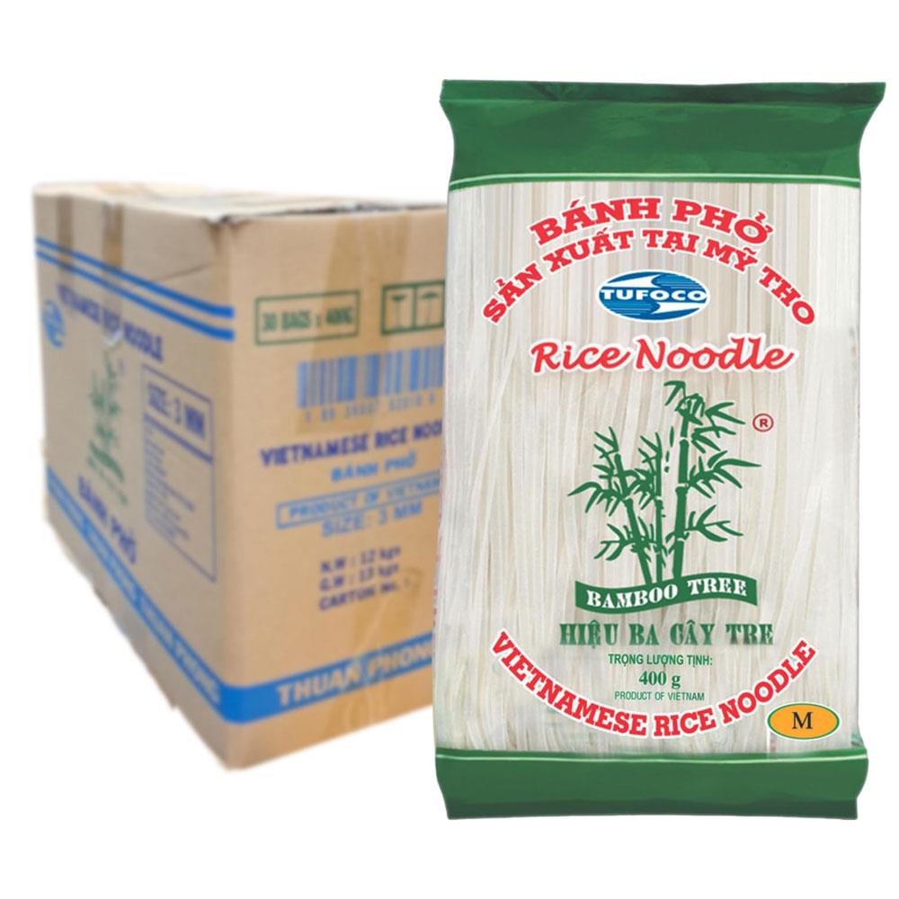 Bamboo Tree Tufoco Glutensiz Pirinç Çubukları (Makarnası) 3 mm Vietnamese Rice Noodle 400 gr x 30 Adet  