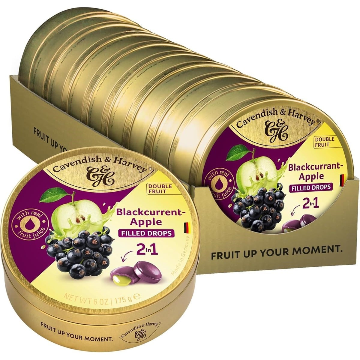 Cavendish & Harvey Siyah Frenk Üzümü ve Elma Dolgulu Şeker 175 g x 9 Adet (Kutu)
