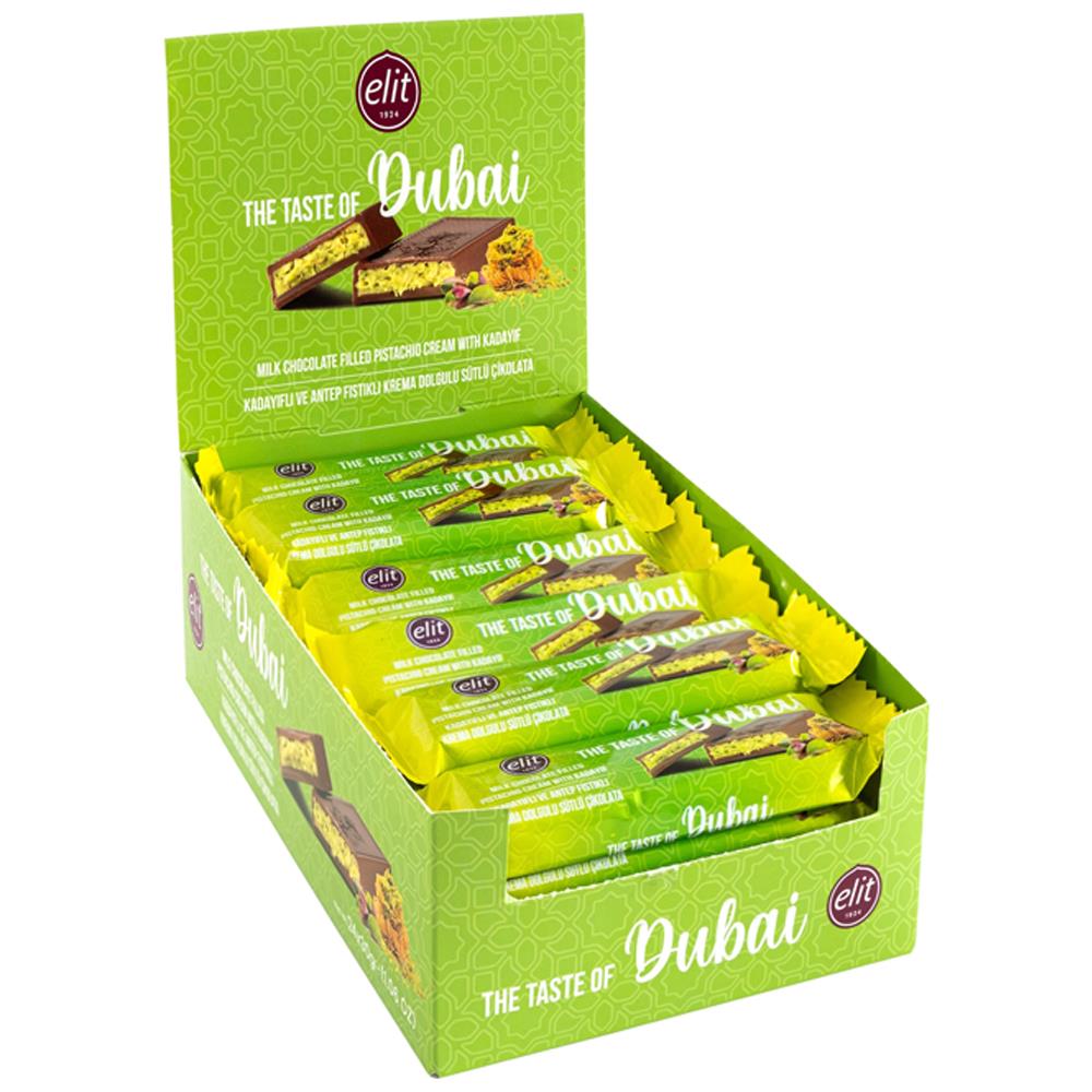 Elit Dubai Çikolatası Kadayıflı ve Antep Fıstıklı 30g x 24 Adet