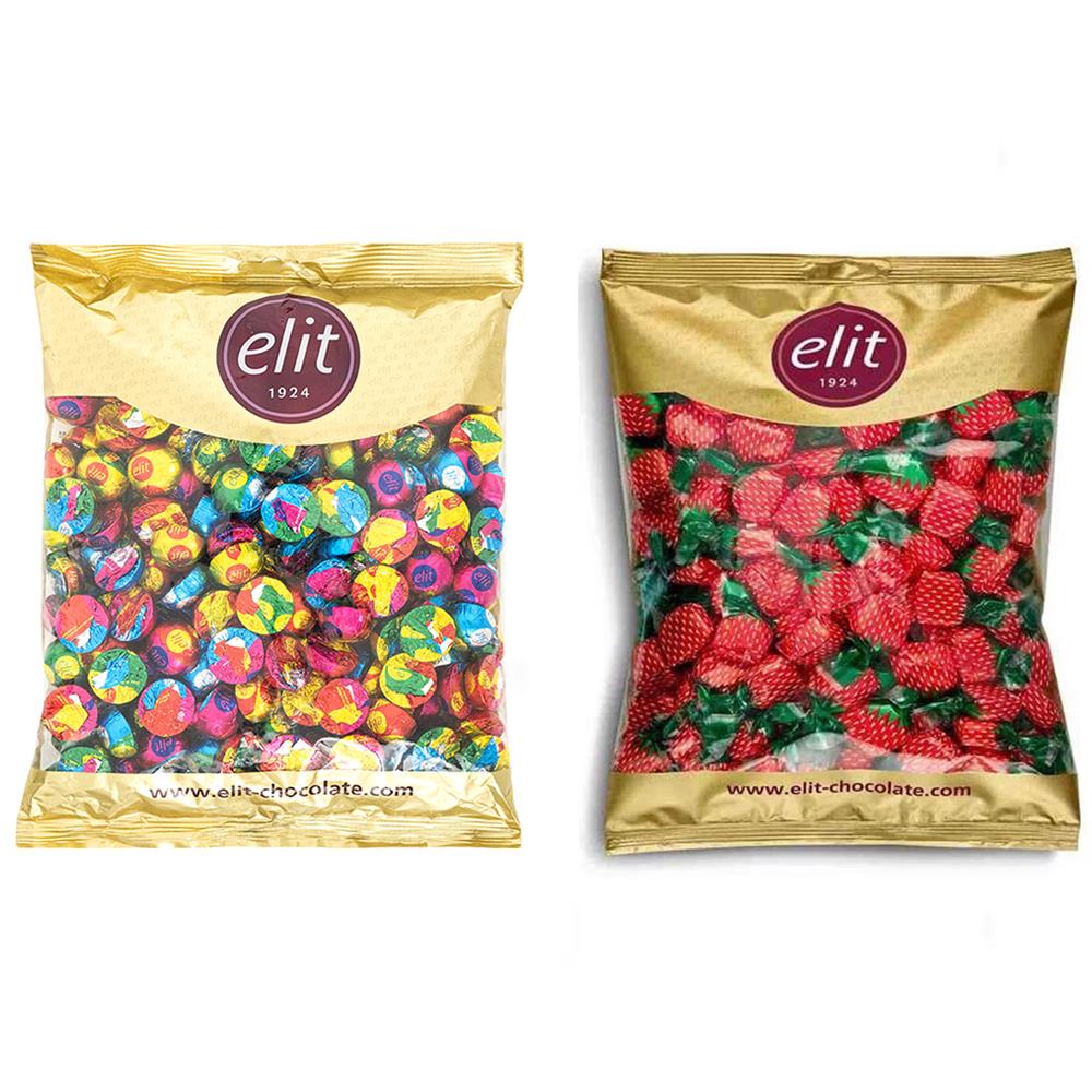 Elit Sütlü Çikolatin ve Çilek Dolgulu Şeker 1 Kg Glutensiz