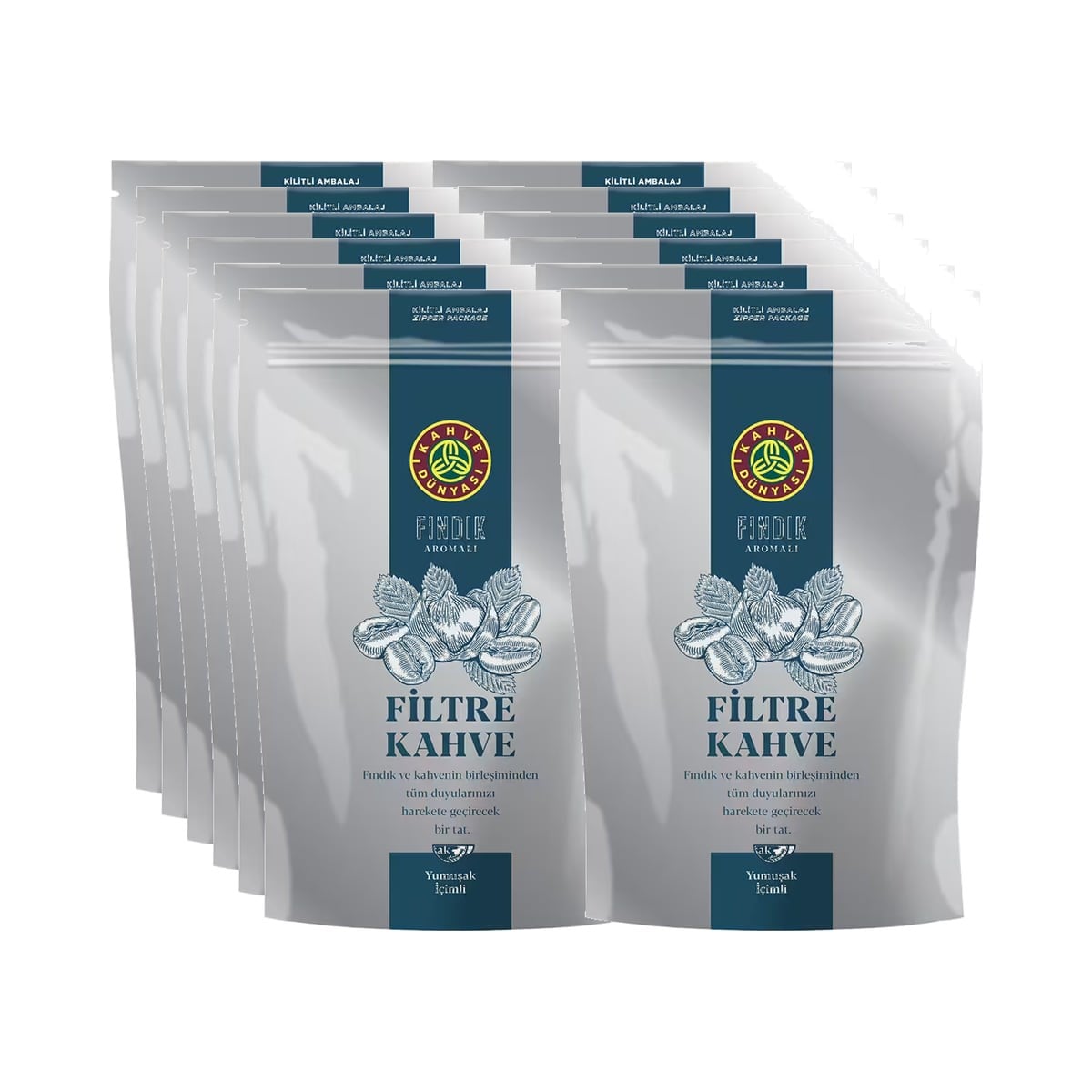 Kahve Dünyası Fındık Aromalı Filtre Kahve 3 kg (250 g x 12 Adet) - Öğütülmüş Koli