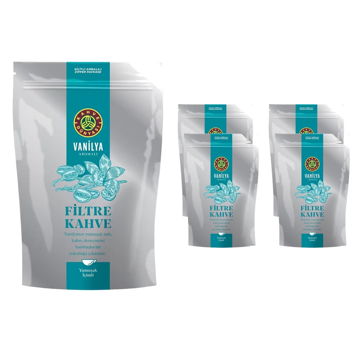 Kahve Dünyası Vanilya Aromalı Öğütülmüş Filtre Kahve 1 Kg (4 x 250 g) 