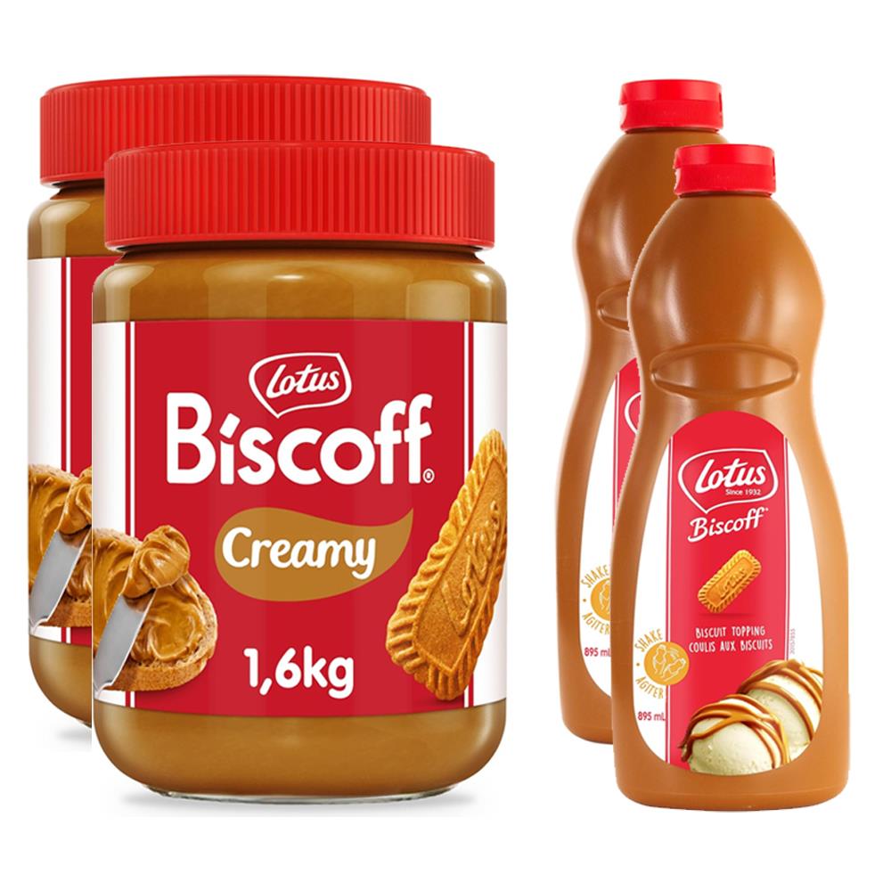 Lotus Bıscoff Spread Original 1600G x 2 Adet + Biscoff Topping Sos 1kg x 2 Adet