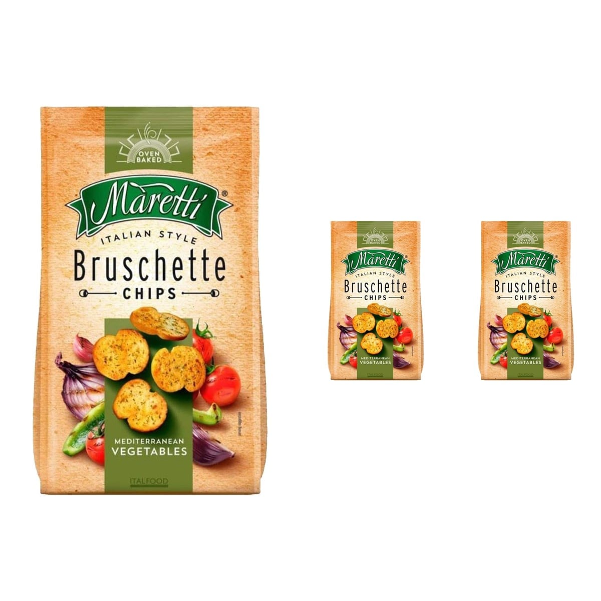 Maretti Bruschette Chips Akdeniz Sebzeli Fırınlanmış Ekmek Cipsi 140 g x 2 Adet