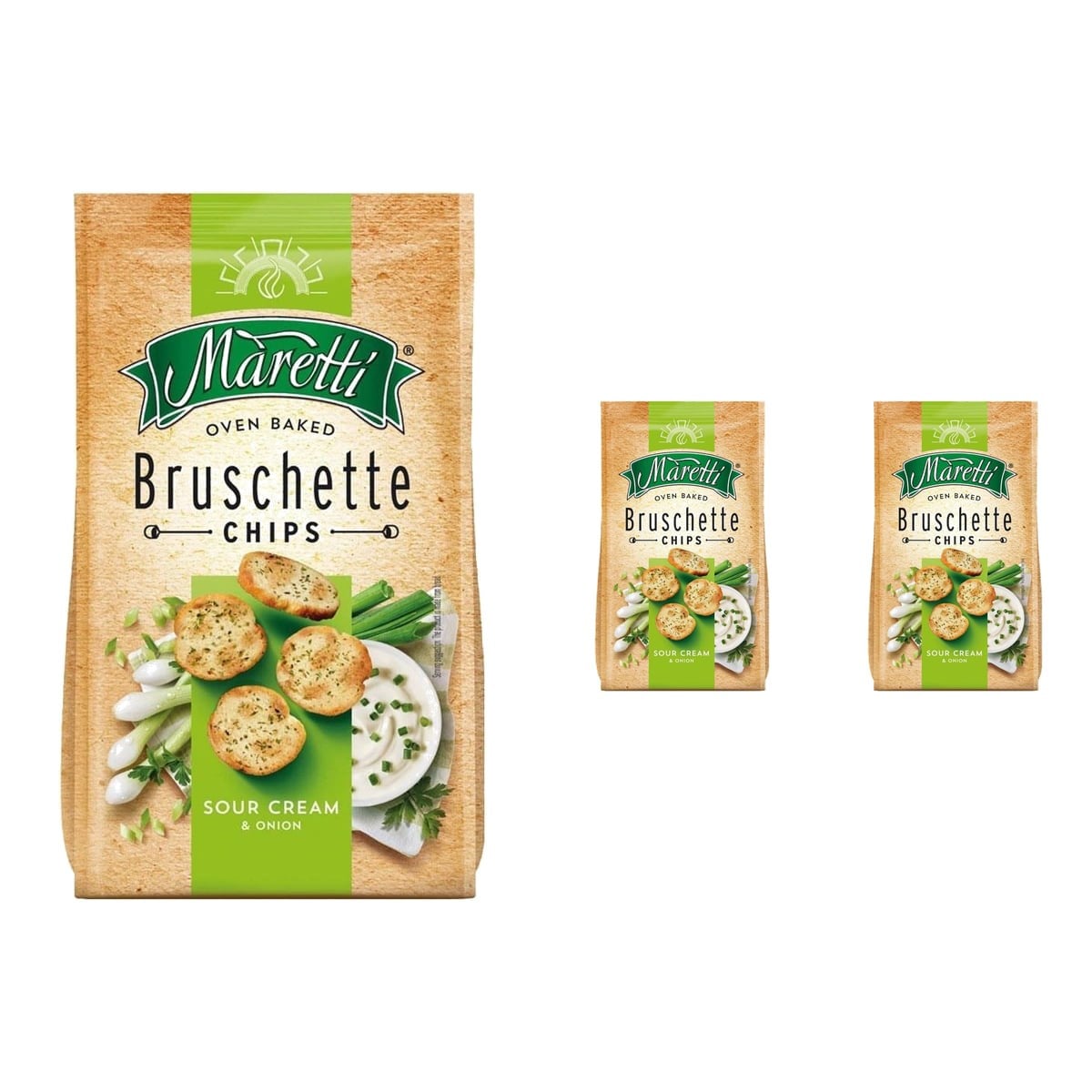 Maretti Bruschette Chips Ekşi Krema ve Soğanlı Ekmek Cipsi 140 g x 2 Adet