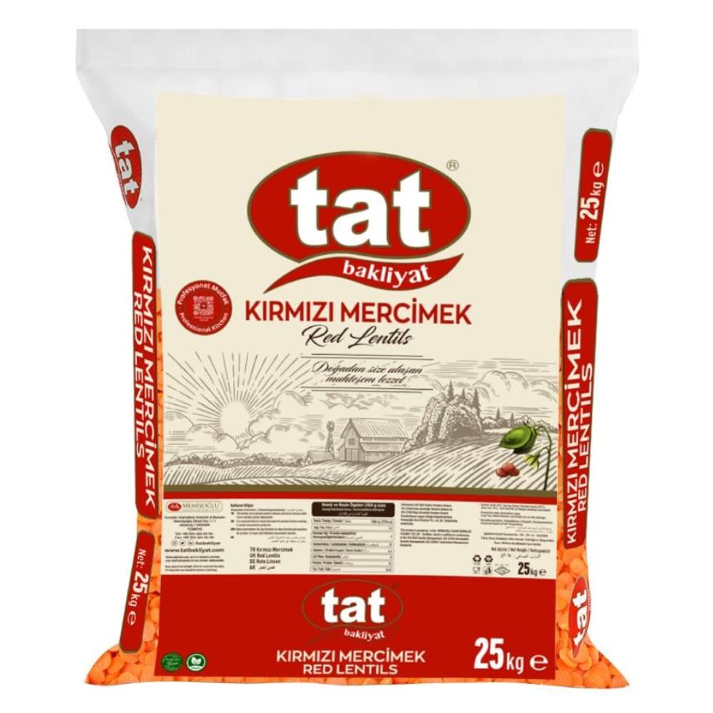 Tat Kırmızı Yaprak Mercimek 25 Kg Torba