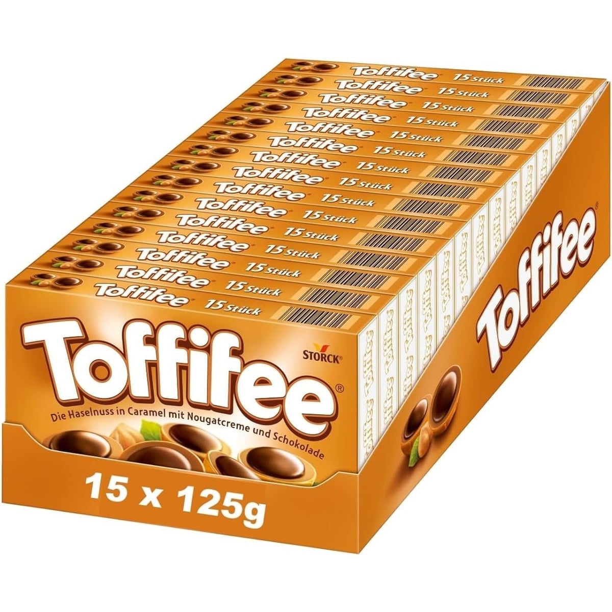 Toffifee Karamel Kaplı Bütün Fındıklı Çikolata 15'li Toptan Stand Kutusu (15 x 125 g)