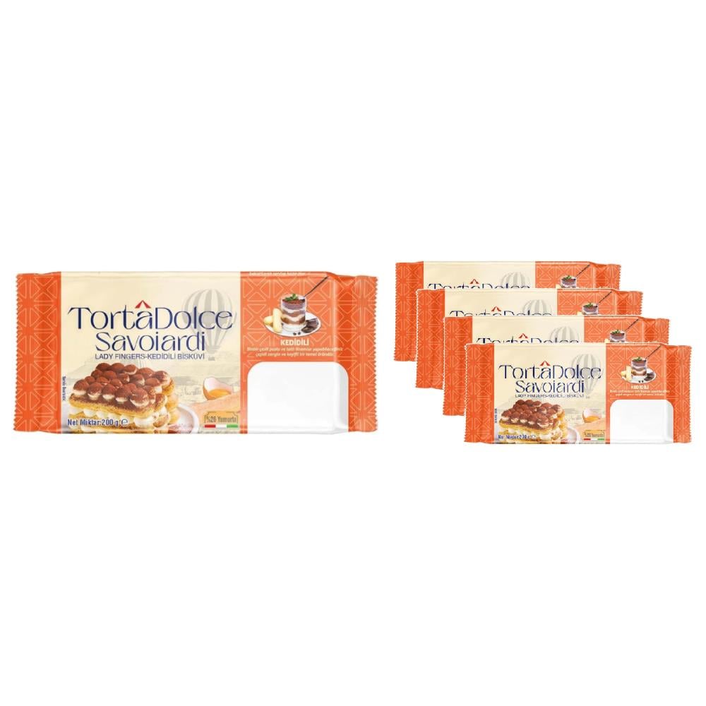 TortâDolce Savoiardi Kedi Dili Bisküvi 200G x 4 Adet
