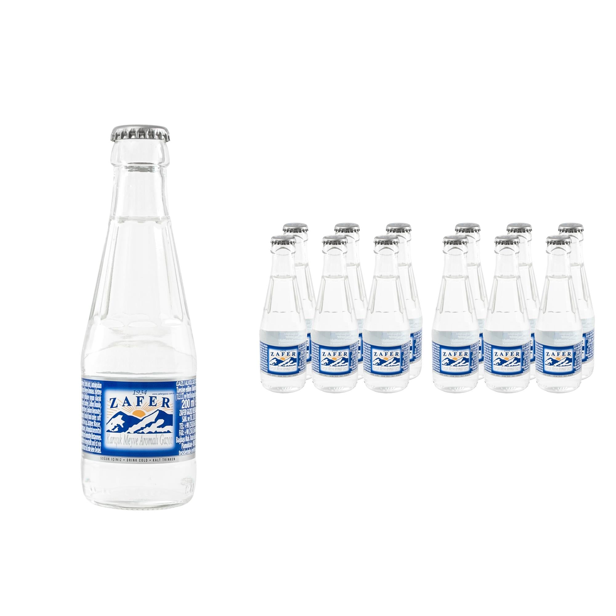 Zafer Sade Gazoz Cam Şişe 200 ml x 12 Adet