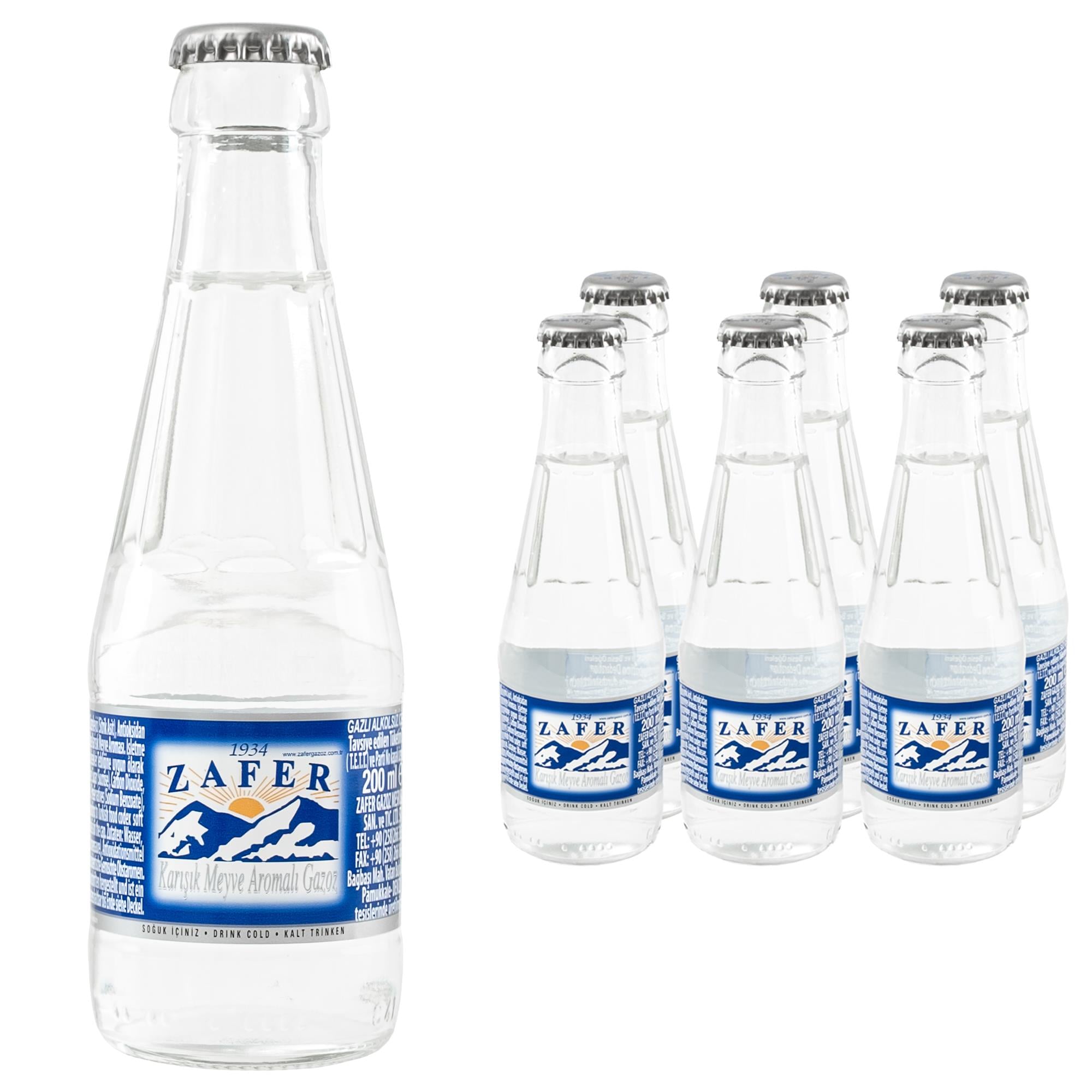 Zafer Sade Gazoz Cam Şişe 200 ml x 6 Adet