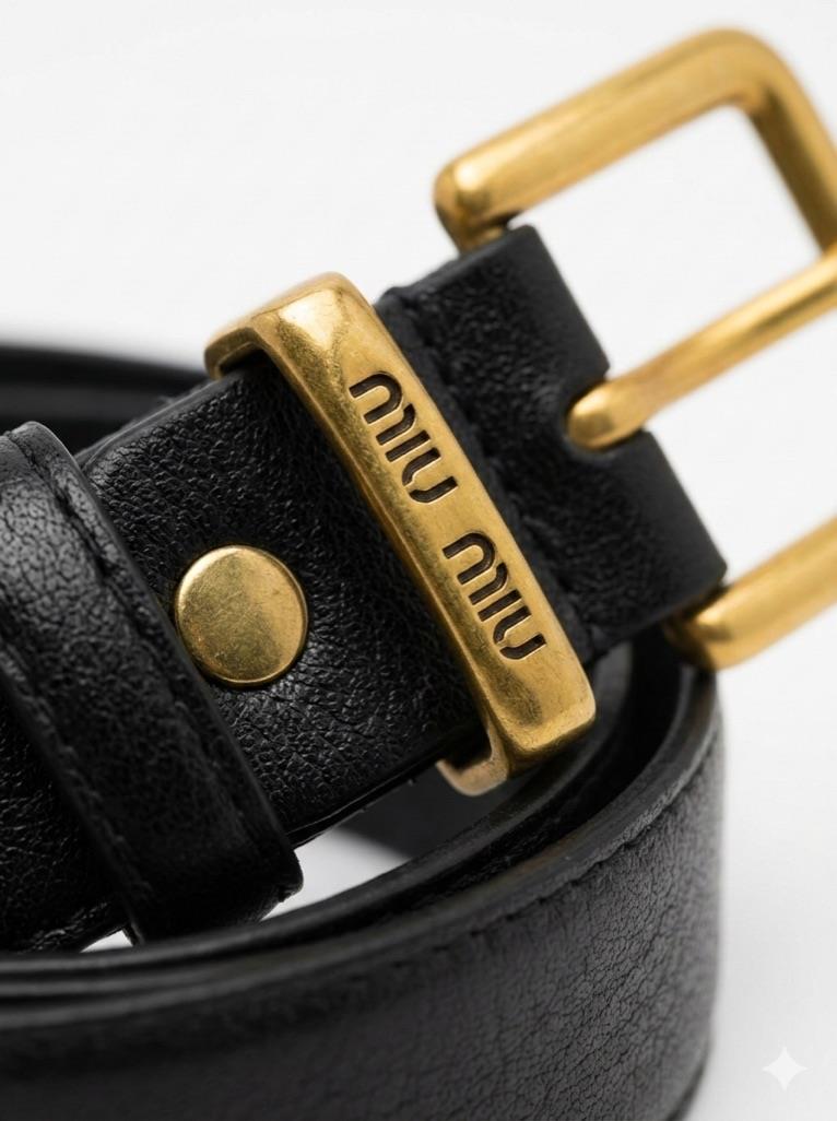 Altın Tokalı Minimal MU Siyah Kalın Kemer