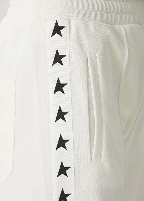 Beyaz Yıldız Baskılı Pamuklu Lux Eşofman Altı