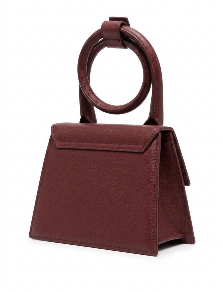 Bordo Asimetrik Deri Mini Boy El - Omuz Çantası