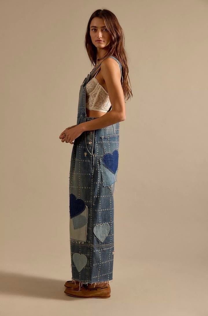 Denim Yama Detaylı Baggy Fit Tulum