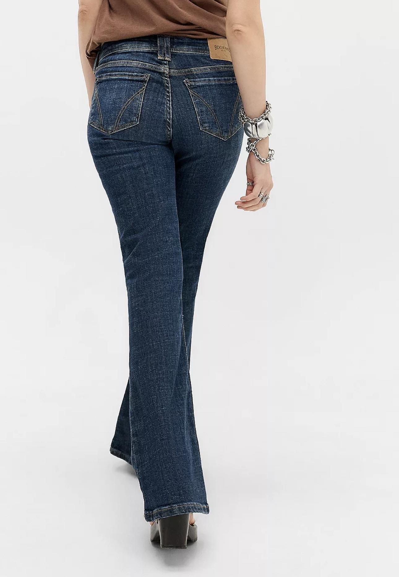 Koyu Mavi Low Waisted Flare Jean