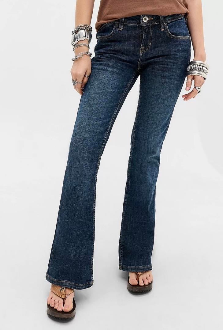 Koyu Mavi Low Waisted Flare Jean