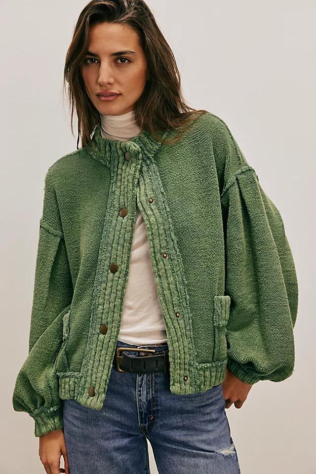 Eskitme Detaylı Vintage Örme Yeşil Hırka 