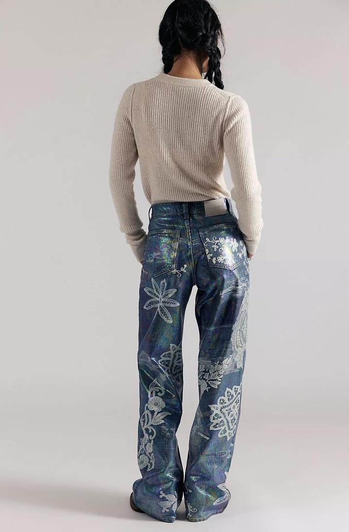 İllüzyon Baskılı High Waisted Jean