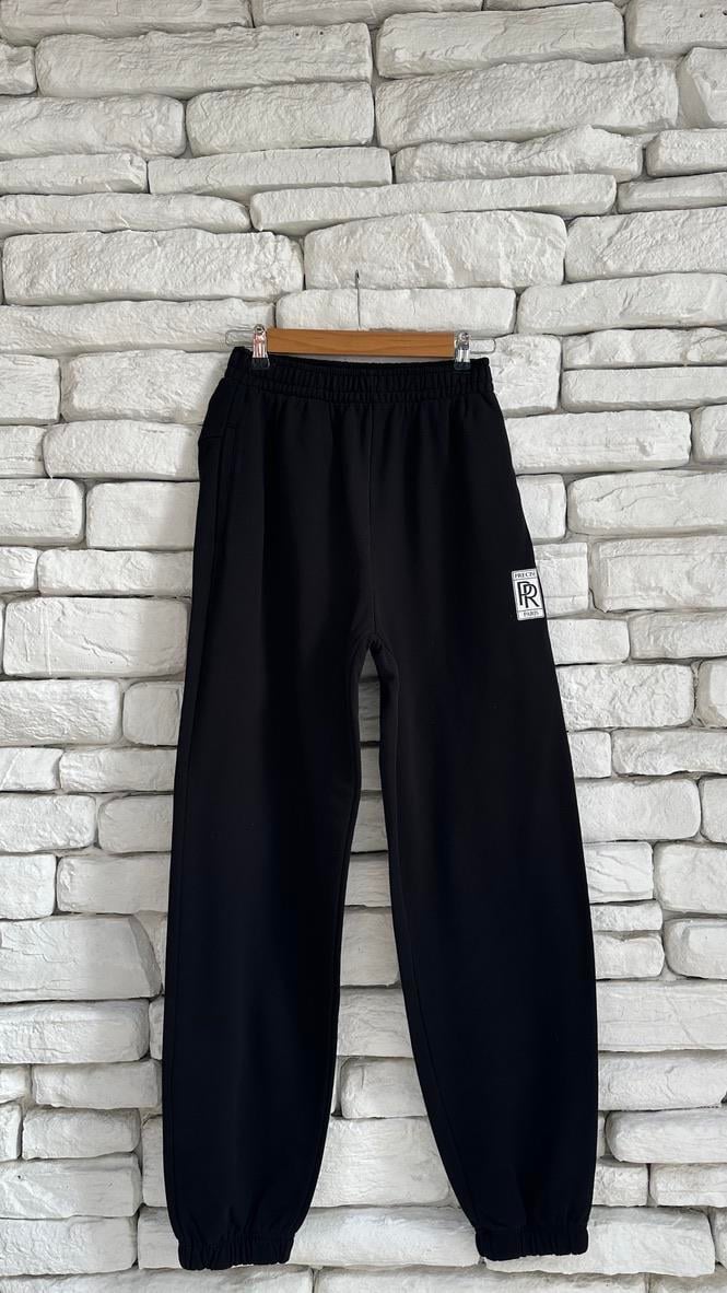 İthal Marka Baskılı Lastikli Paça Siyah Eşofman Altı