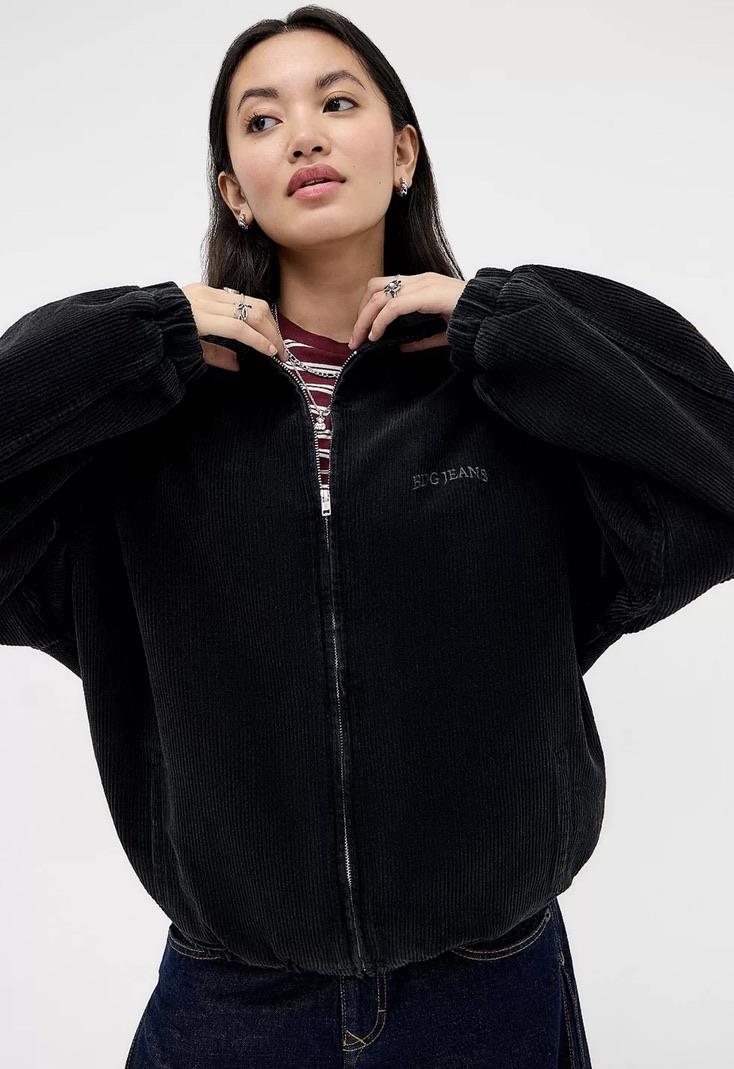 Kadife Fitili Desenli Siyah Unisex Ceket