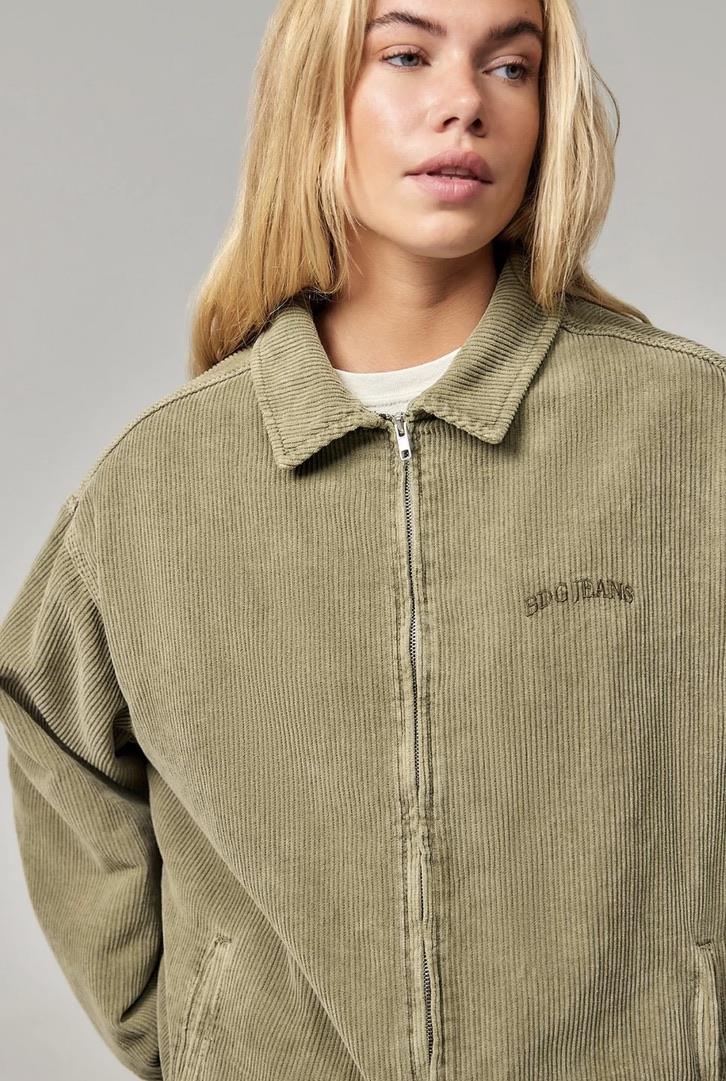 Su Yeşili Kadife Fitili Desenli Unisex Ceket