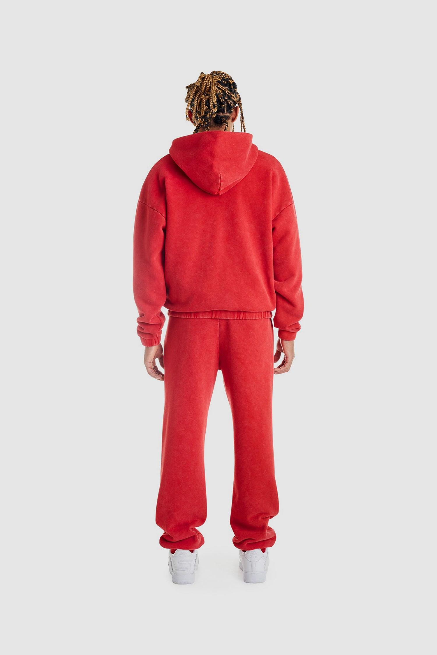 Organik Kumaş Boy Friend Paça Lastikli Kırmızı Eşofman