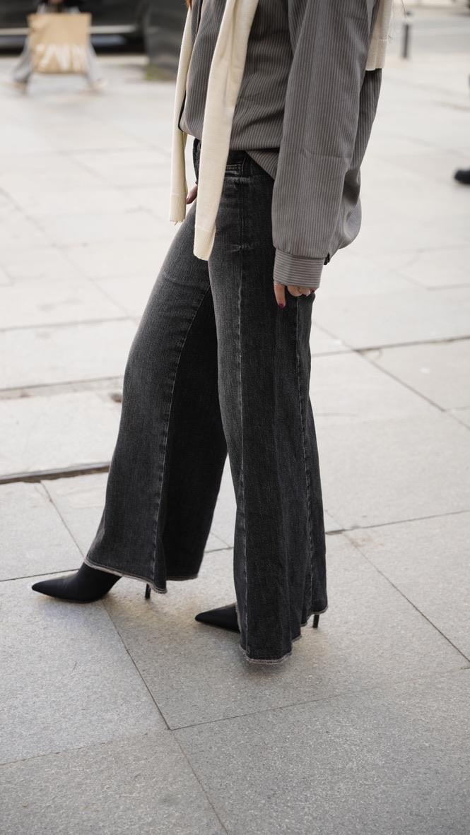 Antrasit Organik Kumaş Flare Jean