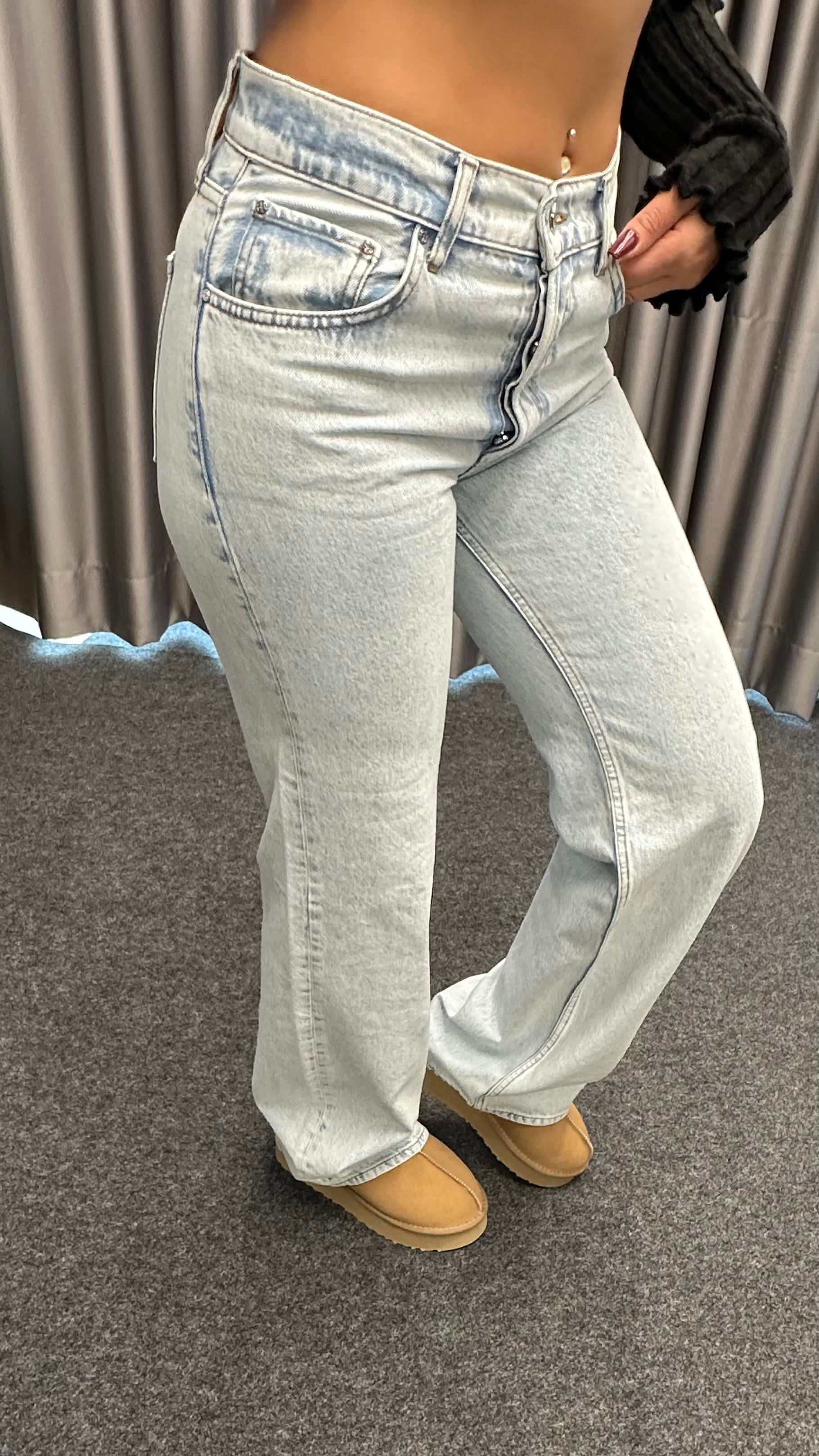 Orta Bel Buz Mavisi Jean Pantolon