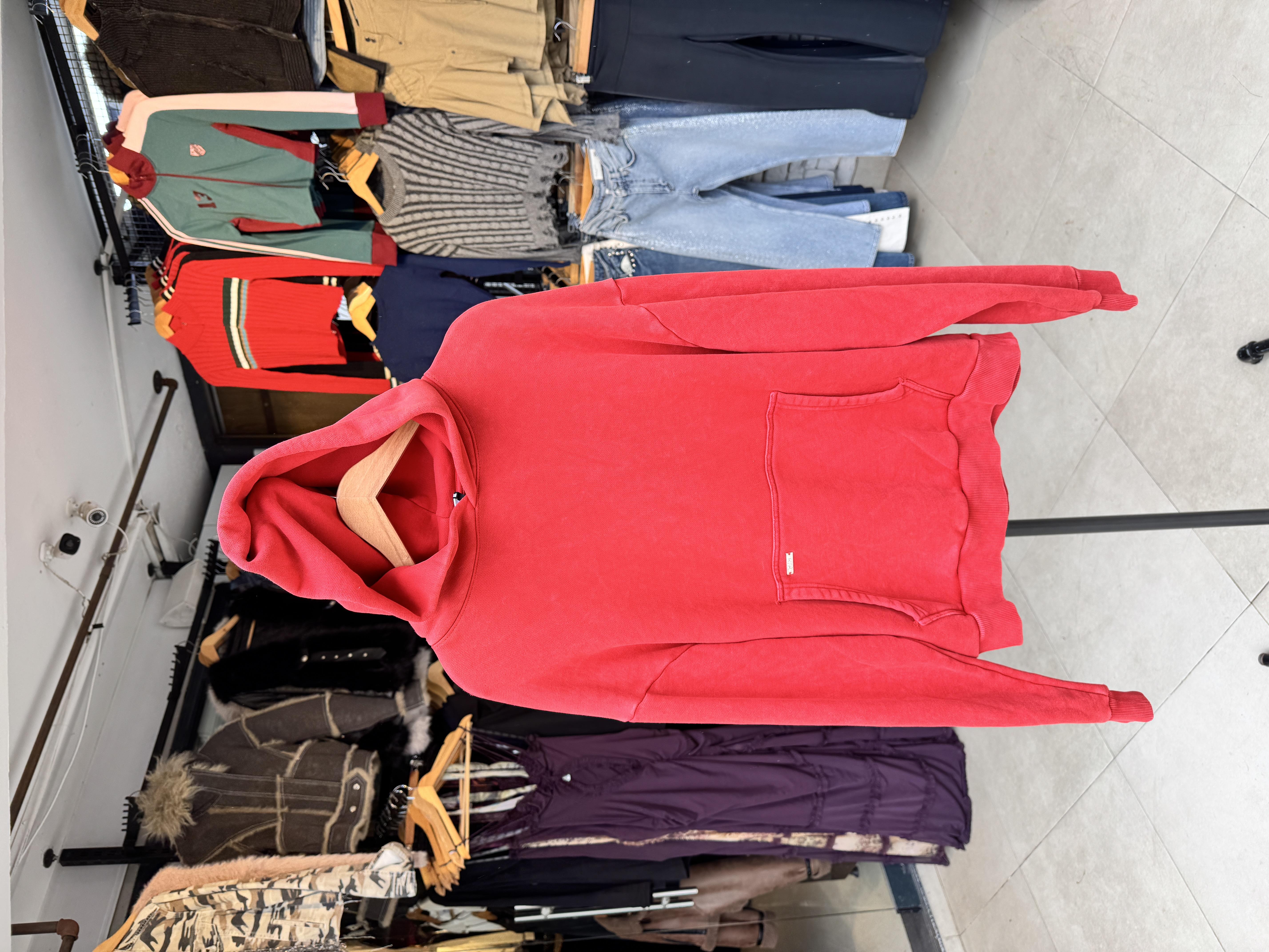 Oversize Kalın Organik Kumaş Kırmızı Sweatshirt