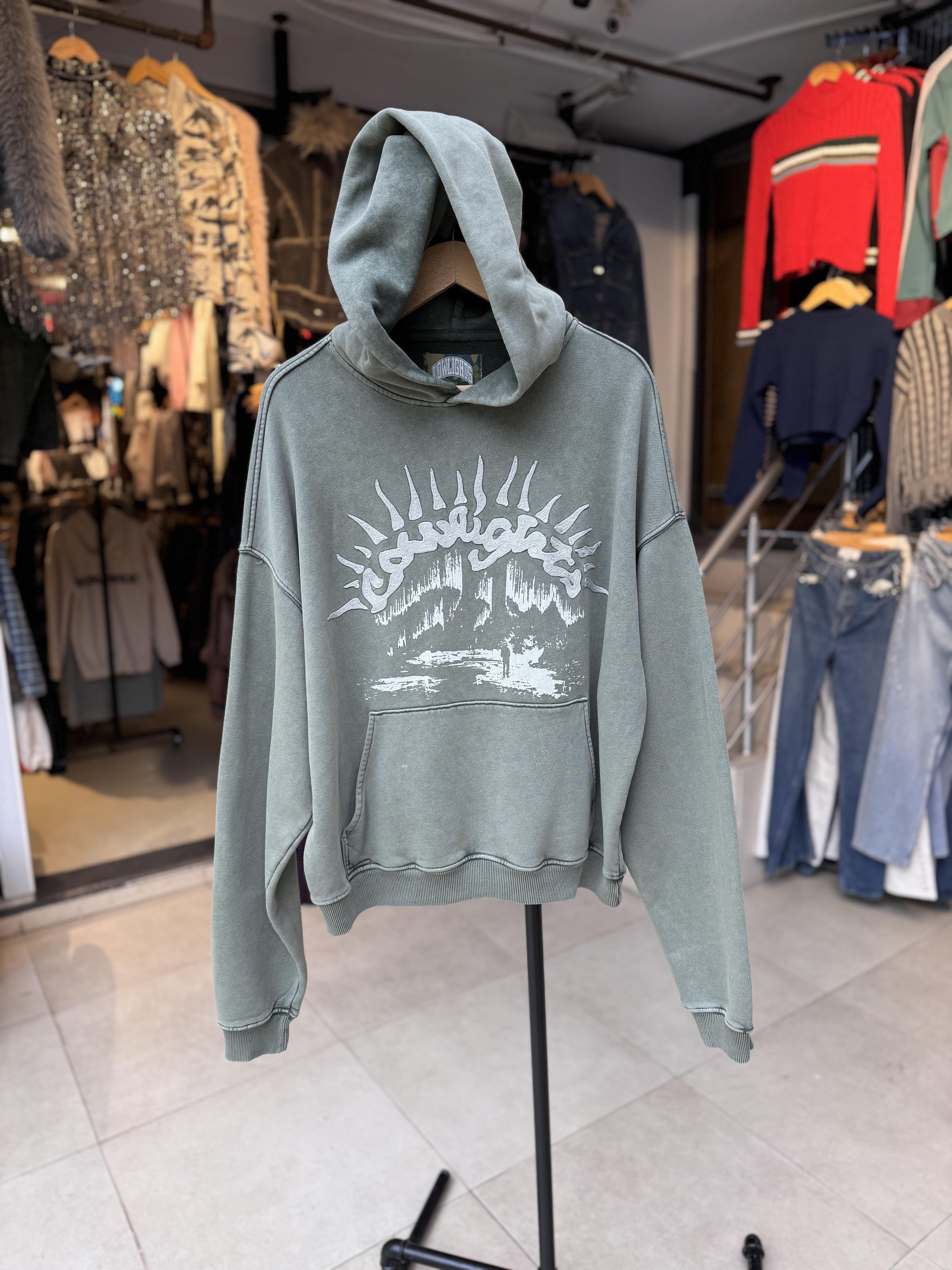 Oversize Yıkamalı Yeşil Sweatshirt