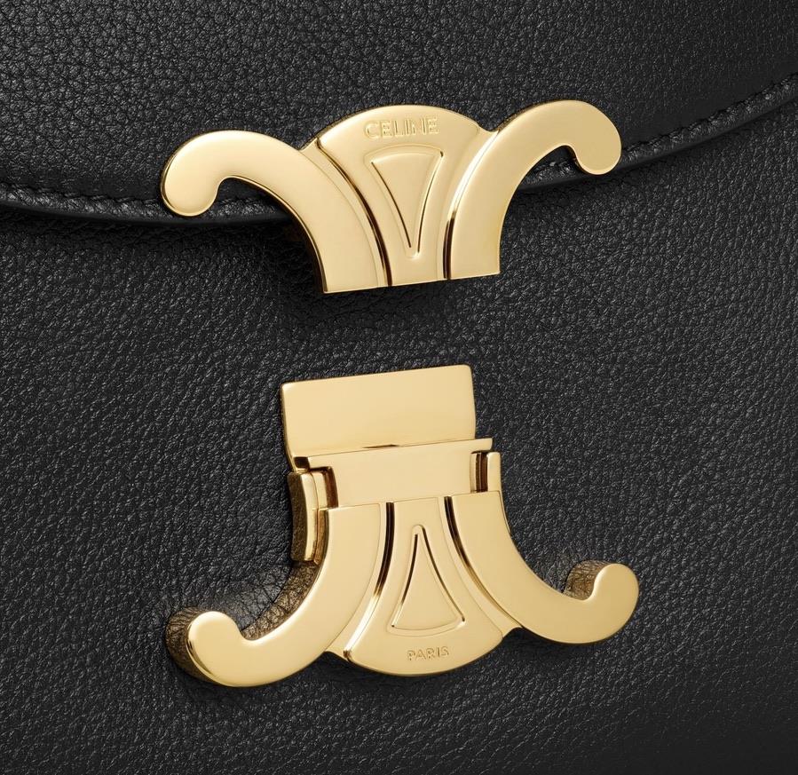 Siyah Deri Altın Tokalı Mini Boy El Çantası