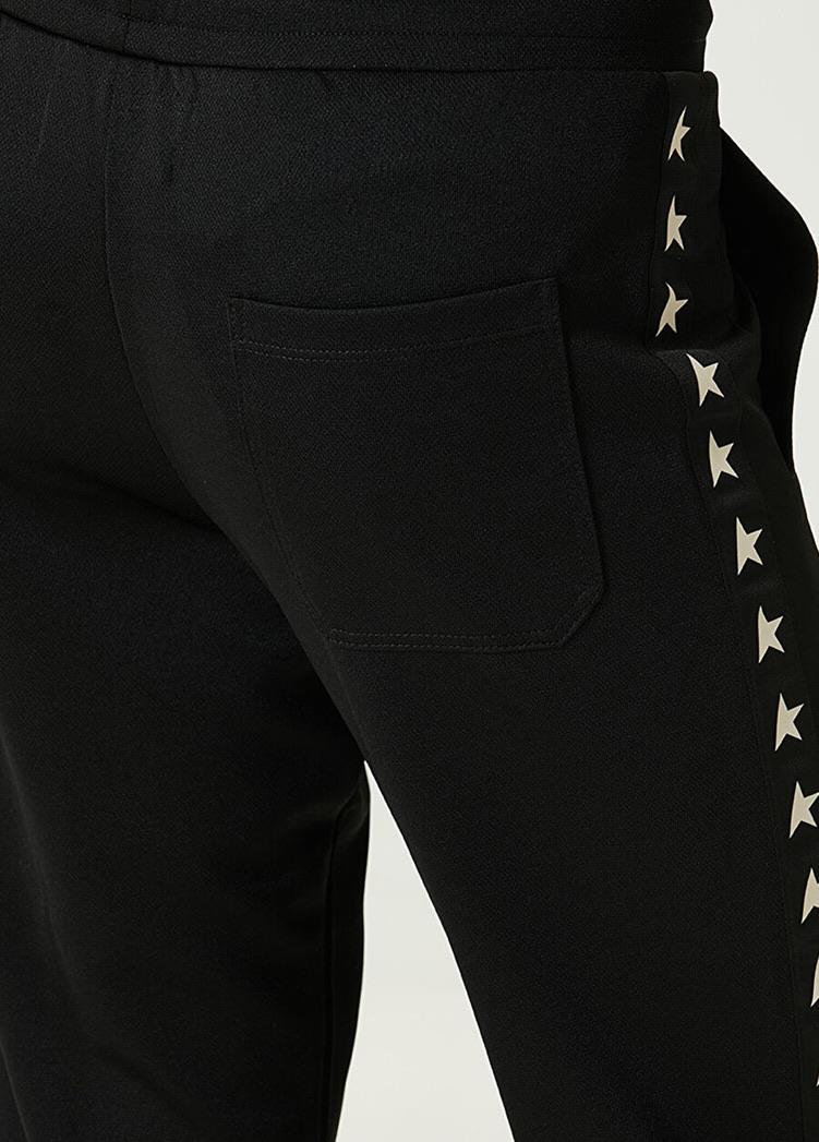 Siyah Yıldız Baskılı Pamuklu Lux Eşofman Altı