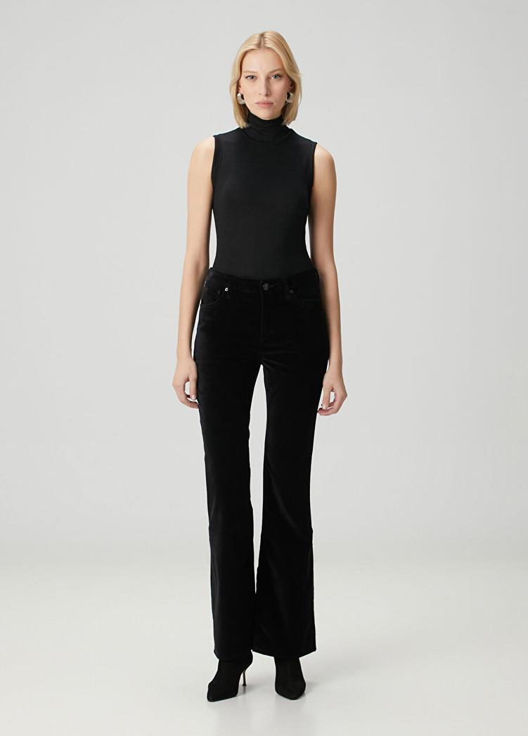 Siyah High Waisted Wide Leg Jean