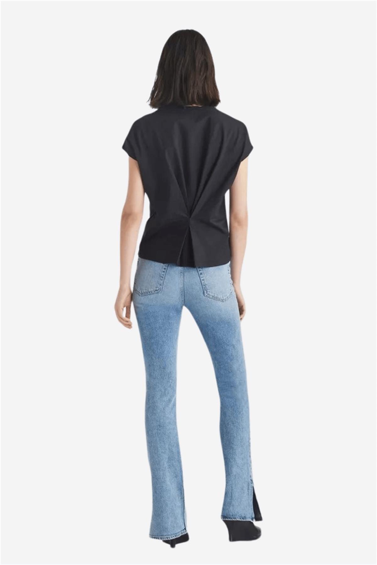  Buz Mavisi Eskitme Detaylı Bootcut Jean