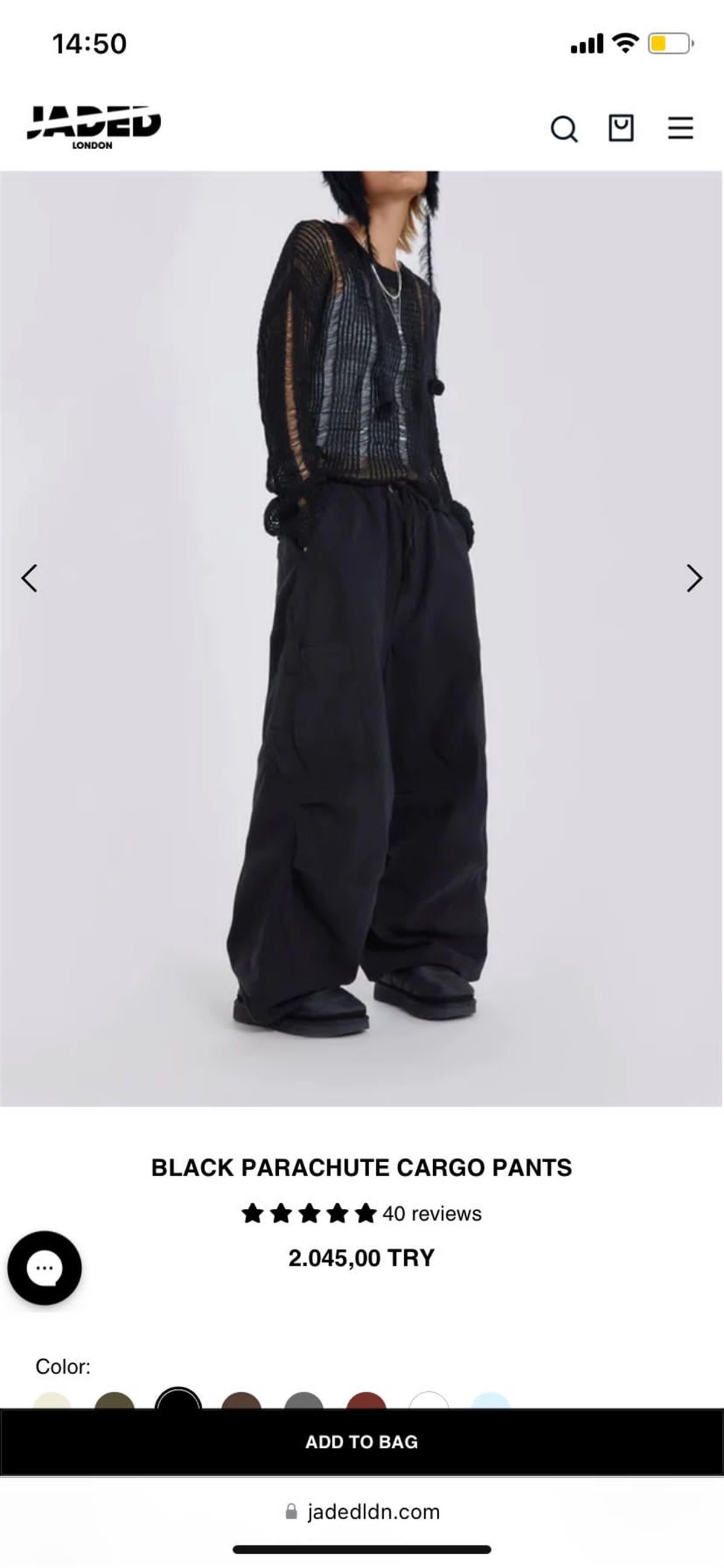 Jaded London Paraşüt Kargo Pantalon