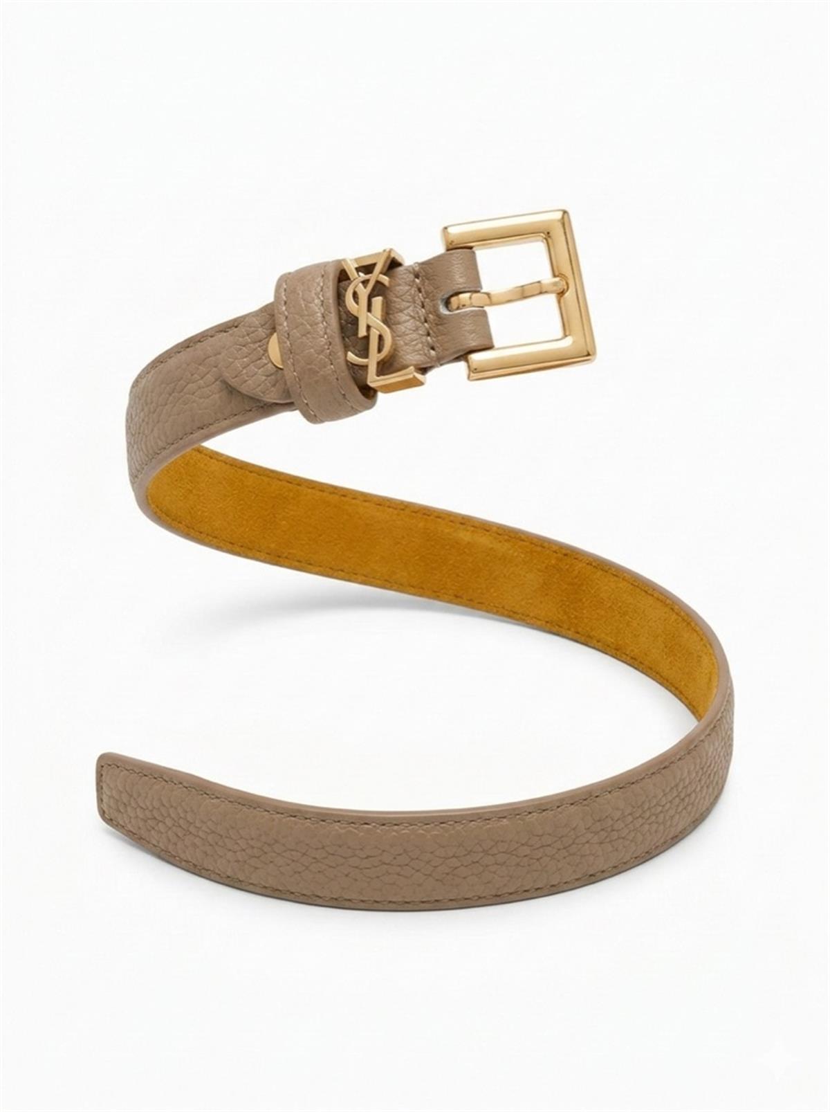 Altın Tokalı S Bej İnce Kemer 