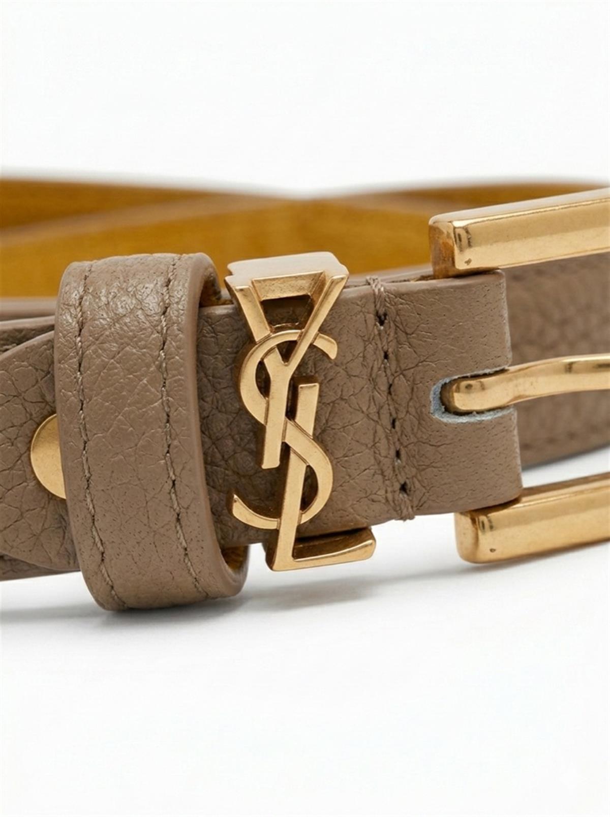 Altın Tokalı S Bej İnce Kemer 