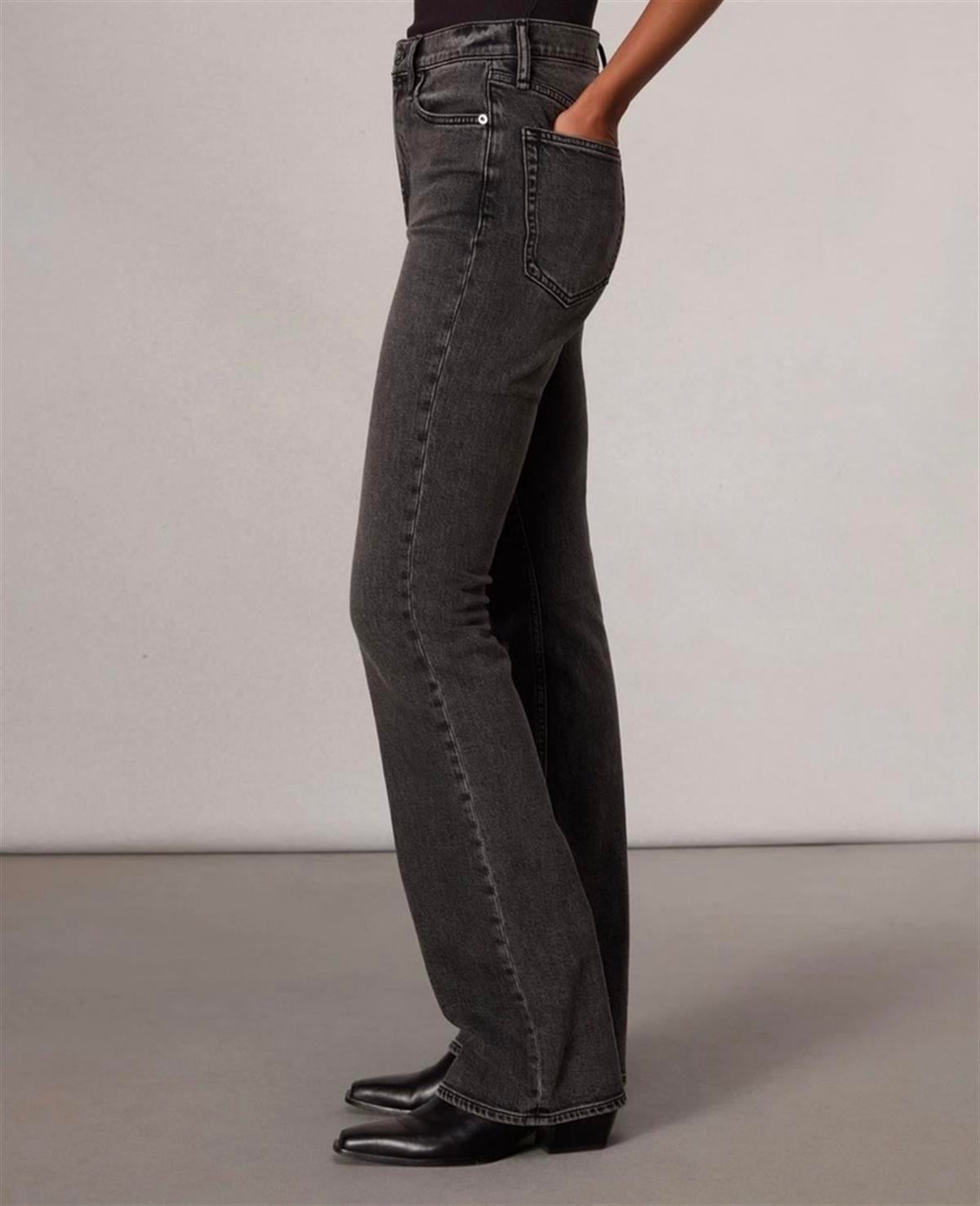 Antrasit Eskitme Detaylı Bootcut Jean 