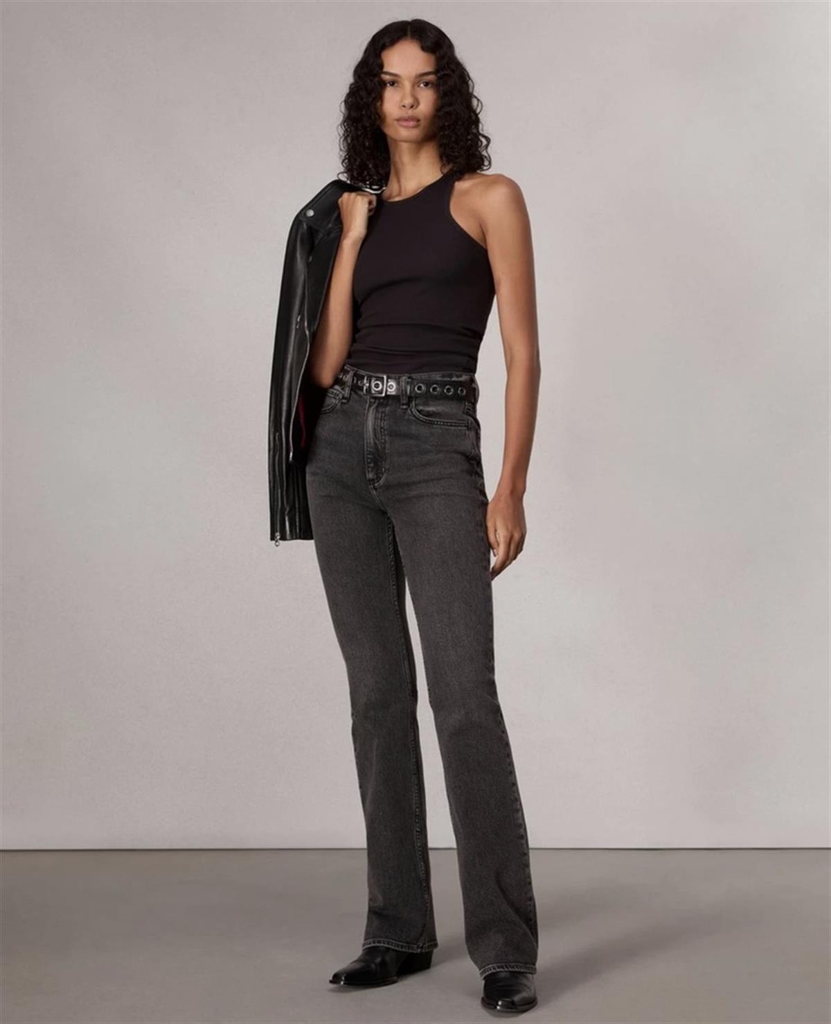 Antrasit Eskitme Detaylı Bootcut Jean 