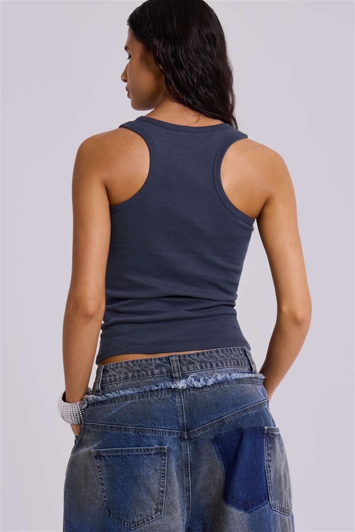 Antrasit Kuş Gözü Detaylı Tasarım Atlet