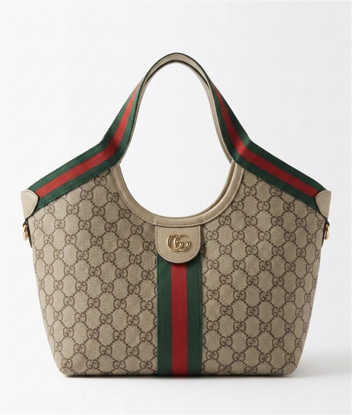 Bej Marka Baskılı Küçük Tote Bag