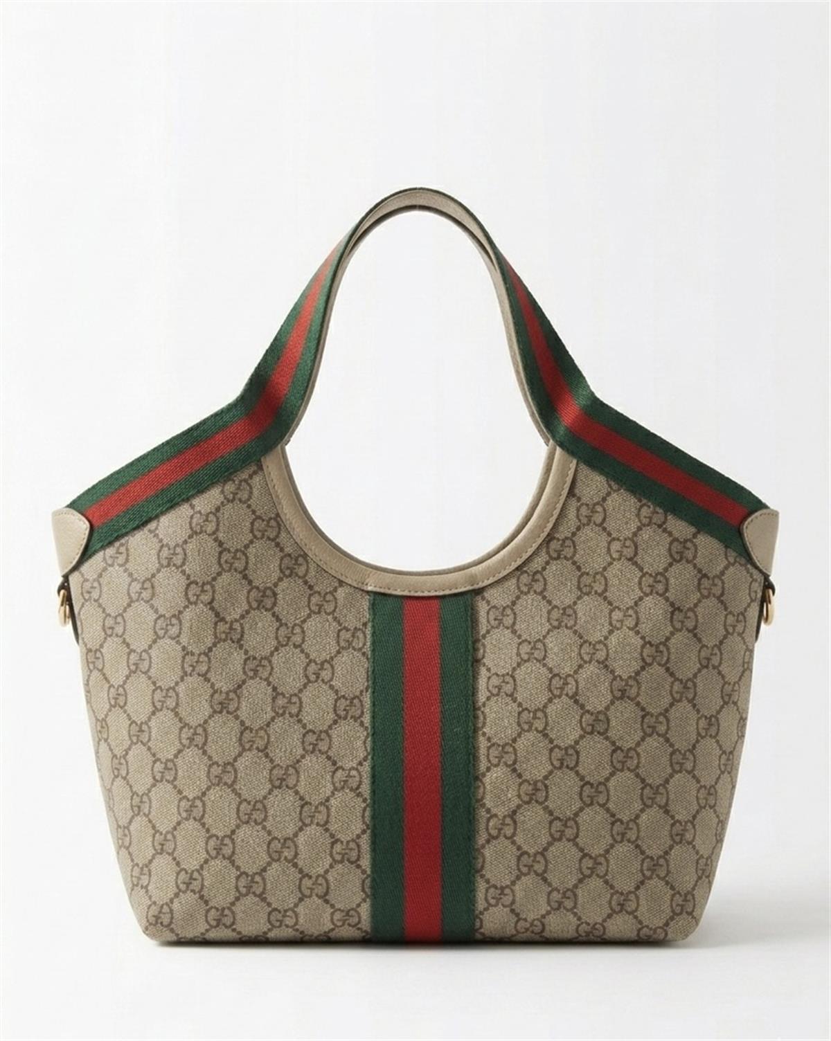 Bej Marka Baskılı Küçük Tote Bag