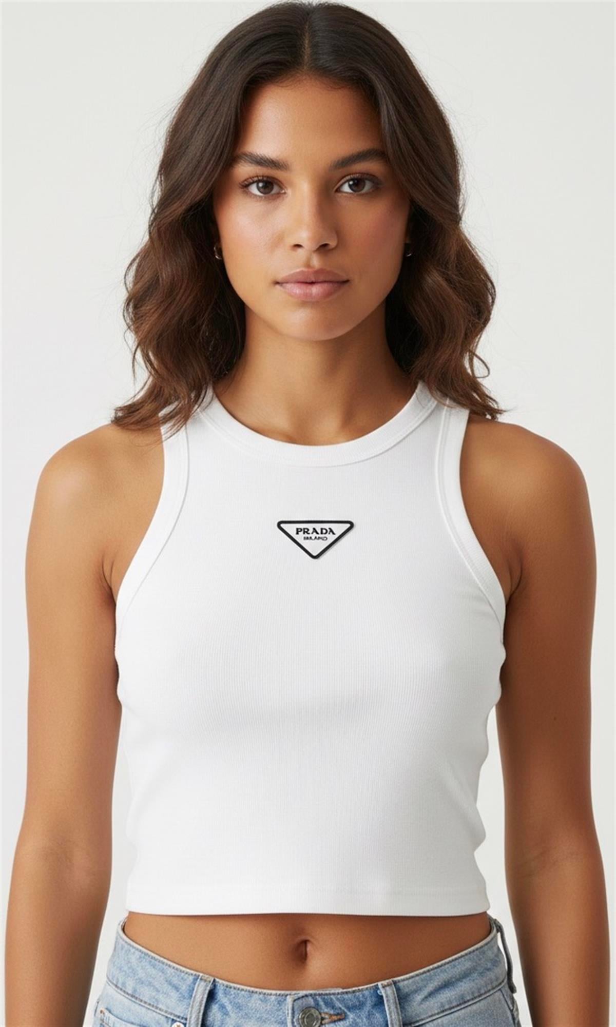 Beyaz Halter Yaka Pamuklu Fit Kesim Lux Atlet