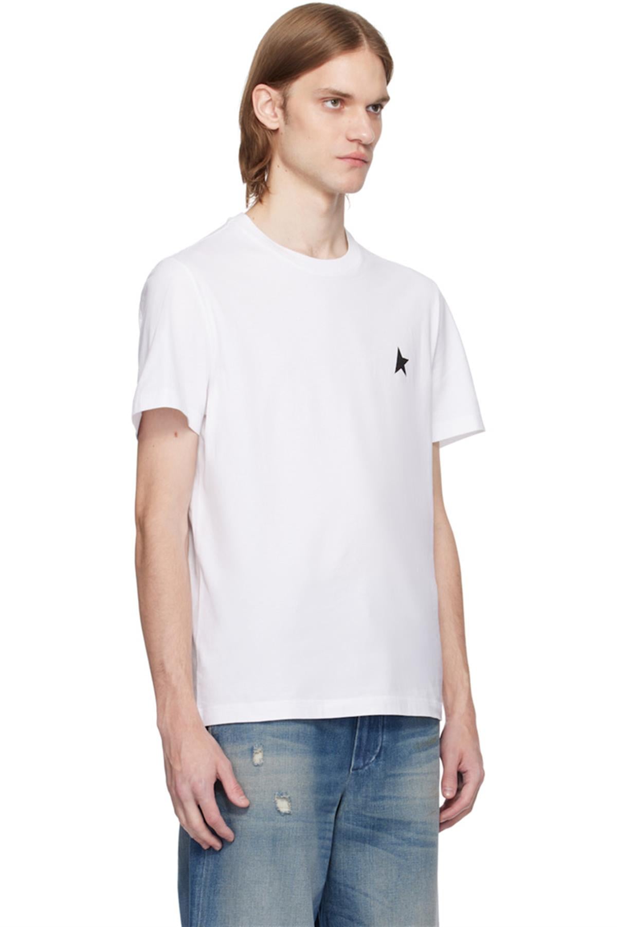 Beyaz - Siyah Yıldız Detaylı Tişört