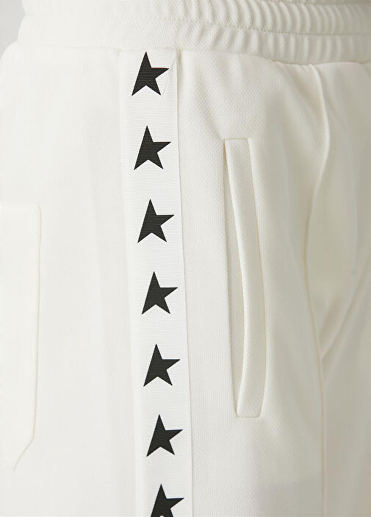 Beyaz Yıldız Baskılı Pamuklu Lux Eşofman Altı