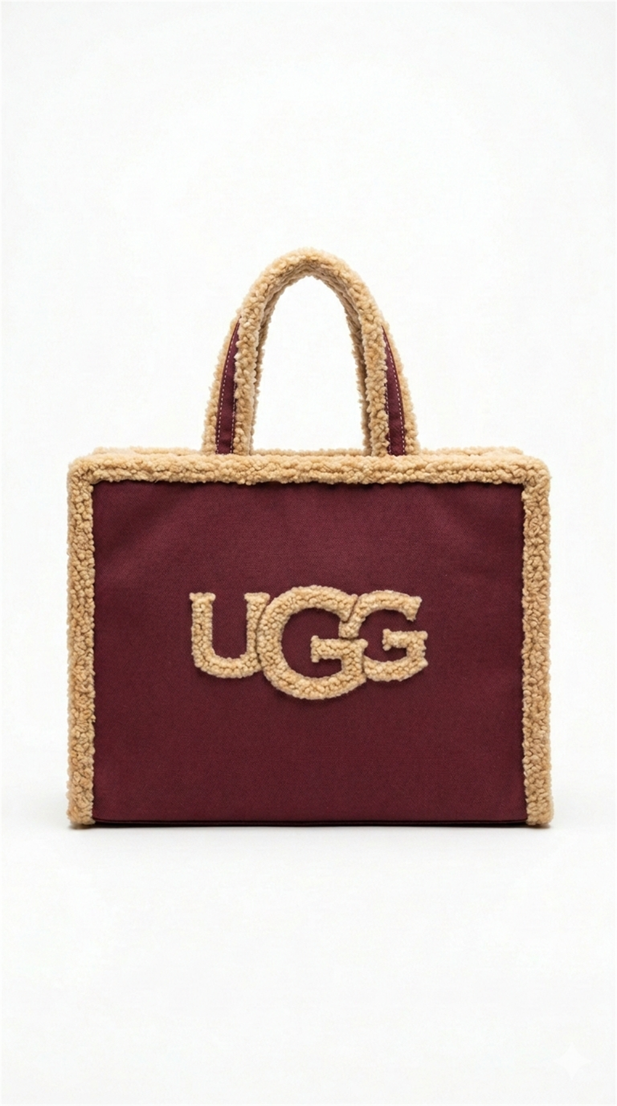 Bordo Peluş Detaylı Tote Bag