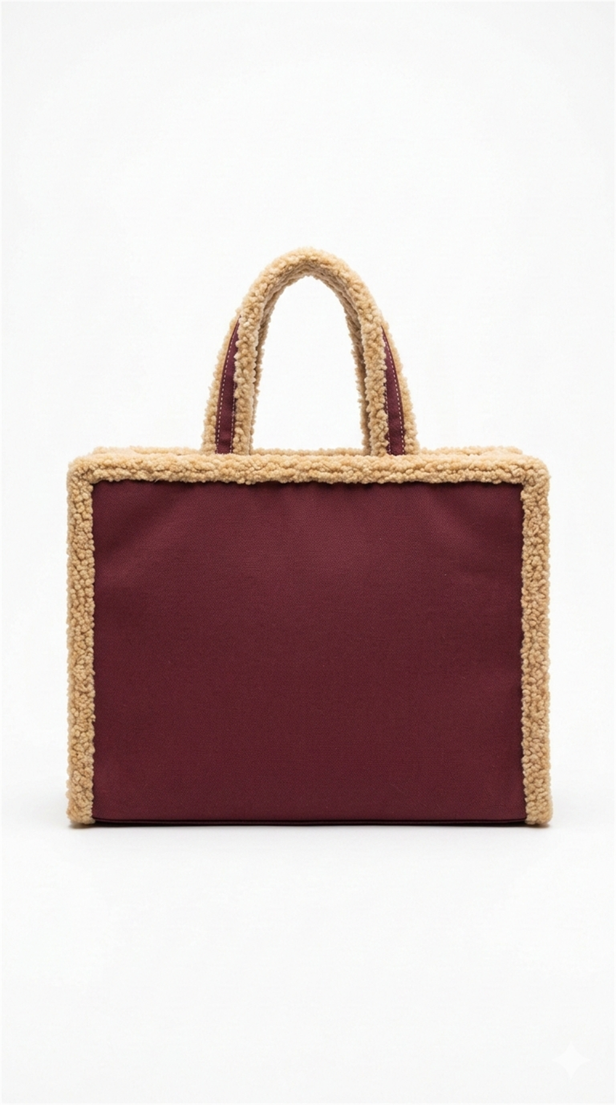 Bordo Peluş Detaylı Tote Bag